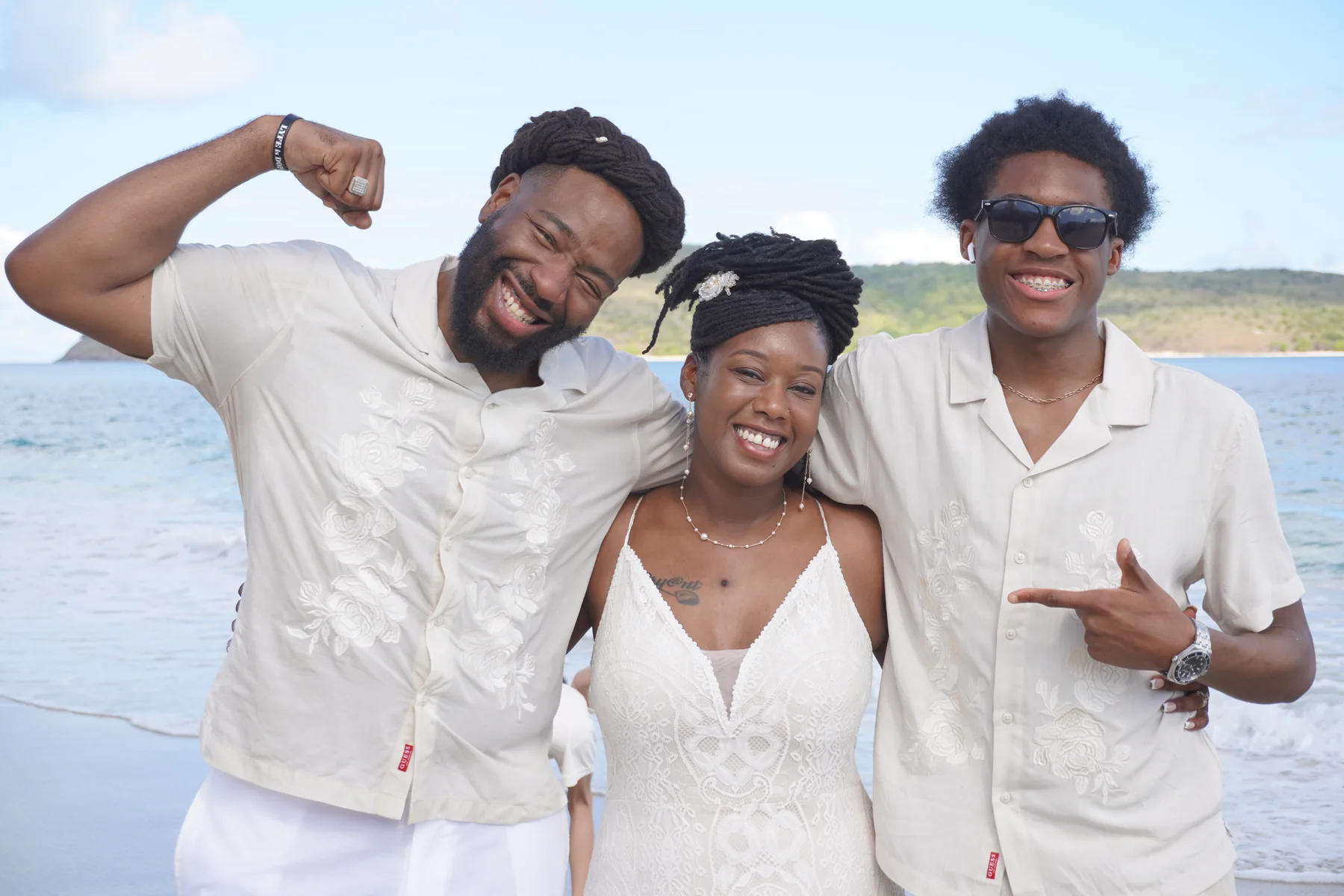 Wedding day candid with family