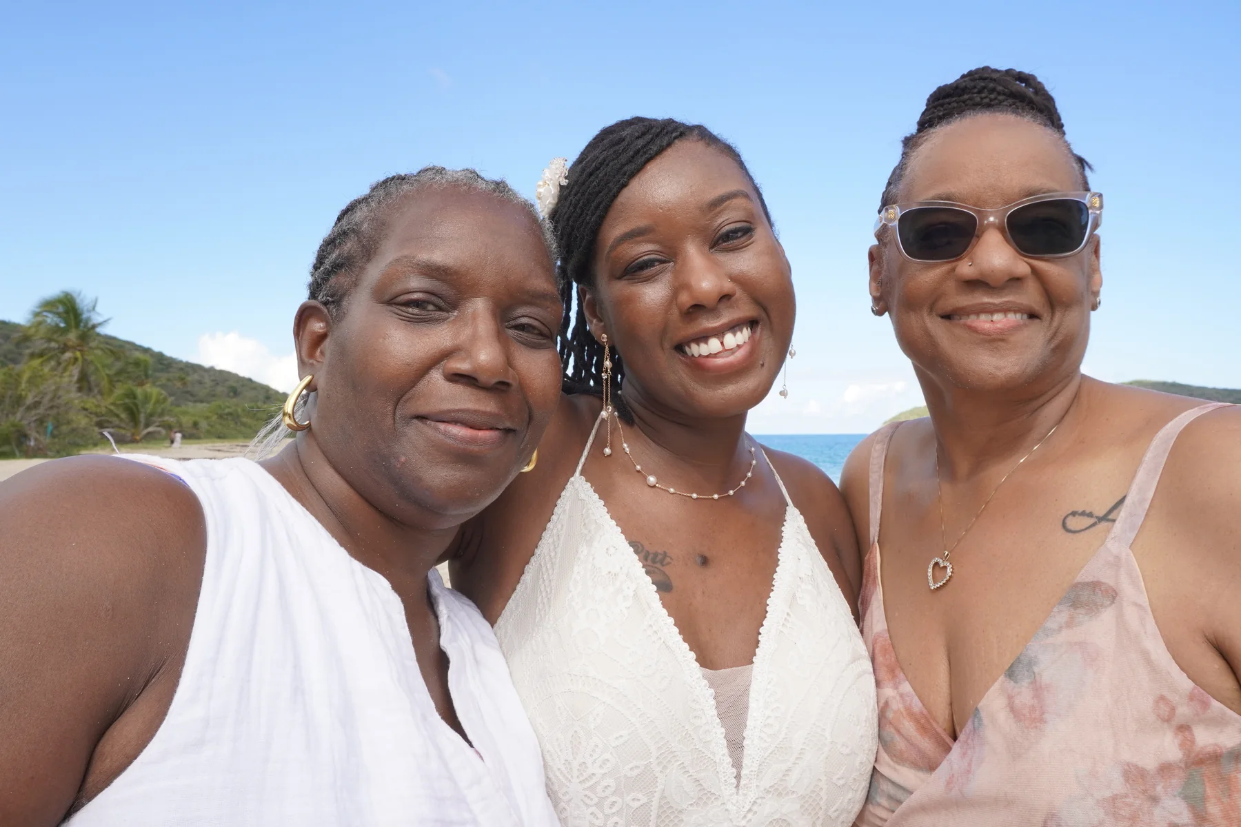 Bride with family on wedding day
